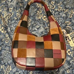 Alter/Ego Crescent Shoulder Bag In Upcrafted Suede & Upcrafted Leather - Multi 2